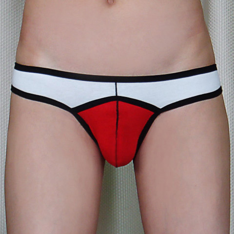 【VANNOOR】男士低腰絲棉多彩三角褲 (XL)白紅