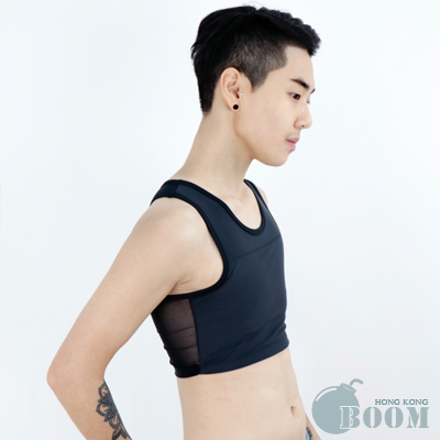【BOOM】台灣代理香港品牌/DOUBLE透氣舒適/網布粘式半身束胸內衣(S)