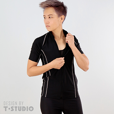 【T-STUDIO】造型立領短袖泳衣(單件銷售)(M)