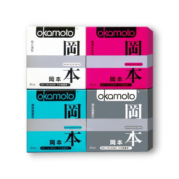 okamoto岡本 輕薄系列 綜合款衛生套3片裝/4盒