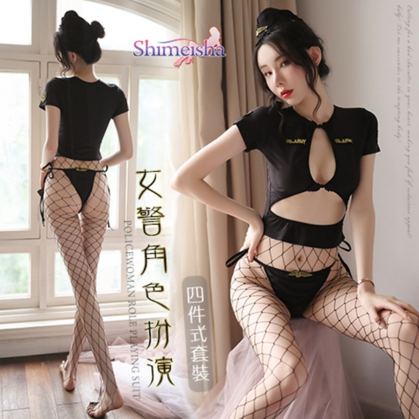 《SHIMEISHA》女警角色扮演服！挖空雪乳大網格四件式套裝